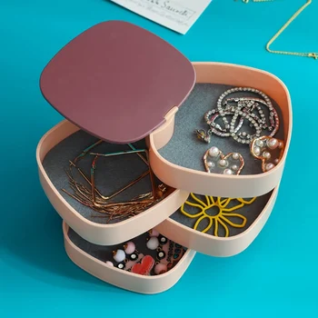 

Multifunctional Rotating Jewelry Box Jewelry Storage Box Desktop Accessories Storage Box Multi-layer Portable Jewelry Rack