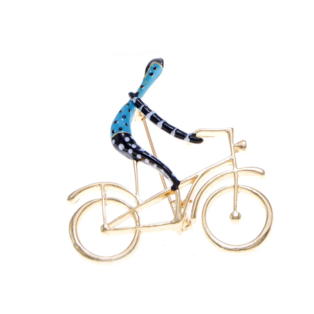 CINDY XIANG Enamel Ride Bike Brooches for Women Fashion Creative Design Jewelry 3 Color Avaible High Quality New - Окраска металла: blue