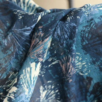 

100*145cm Deep green painting cotton material soft dress fabric seersucker