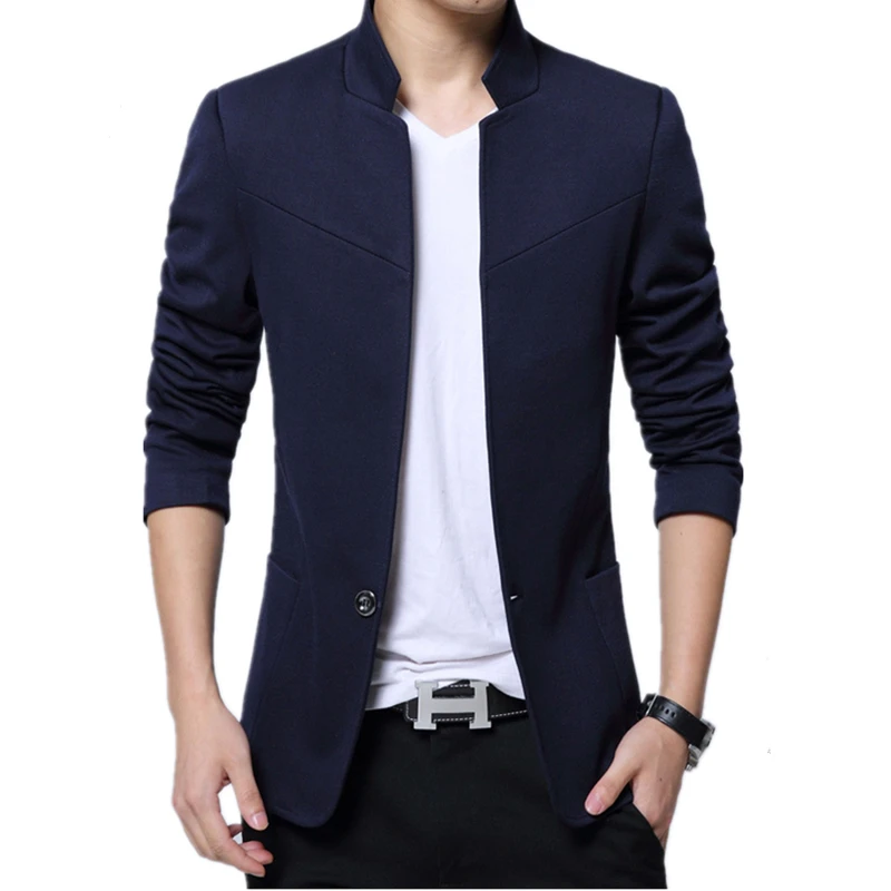 

Men Blazer Autumn Americana Hombre Plus Size 5XL Casual Slim Fit Blazer Masculino Single Button Black Gray Blue Costume Homme
