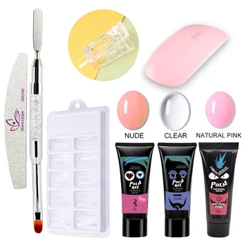

6 Pcs Set Nail Extension Poly Gel Nail Tips Gel Kits Clear UV LED Lamp Nail Gel Polish Kit Soak Off Manicure Tools Set