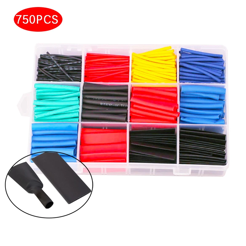 750pcs Heat Shrink Tubing Insulation Shrinkable Tubes Assortment