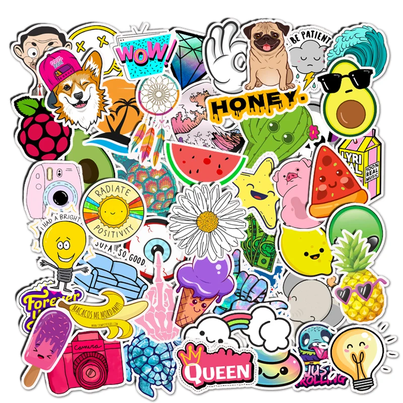 50 PCS Cartoon Kawaii VSCO Stickers For Chidren Toy Waterproof Cartoon Sticker to DIY Suitcase Laptop Bicycle Helmet Decals