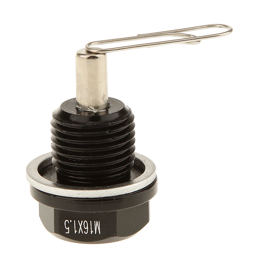 M16X1.5mm Anodized Metal Engine Magnetic Oil Pan Drain  Plug Black