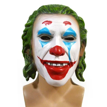 

2019 Joker Movie Horror Scary Clown Mask with Green Wig Cosplay Joaquin Phoenix Arthur Fleck Latex Mask Halloween Props