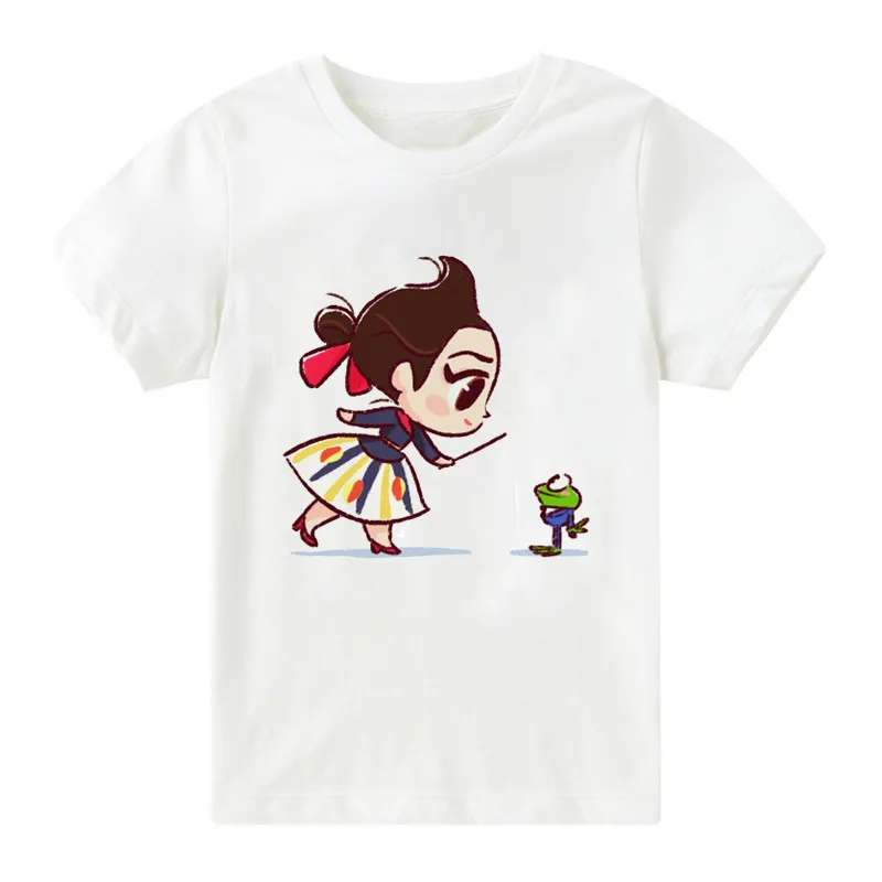 Kawaii/Детские топы для девочек с принтом «Русалочка и эльф»; летняя детская одежда; футболка принцессы; bal107