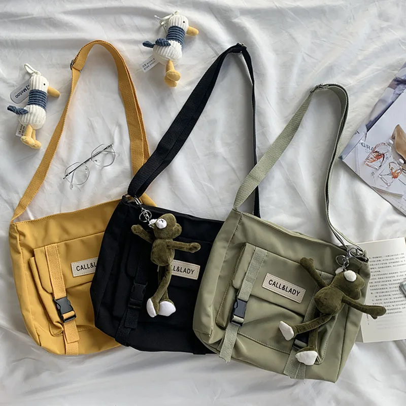 Japanese Simple Messenger Bag Korean Bag Student Nylon Waterproof Canvas Bag Crossbody Bags for Women Satchels