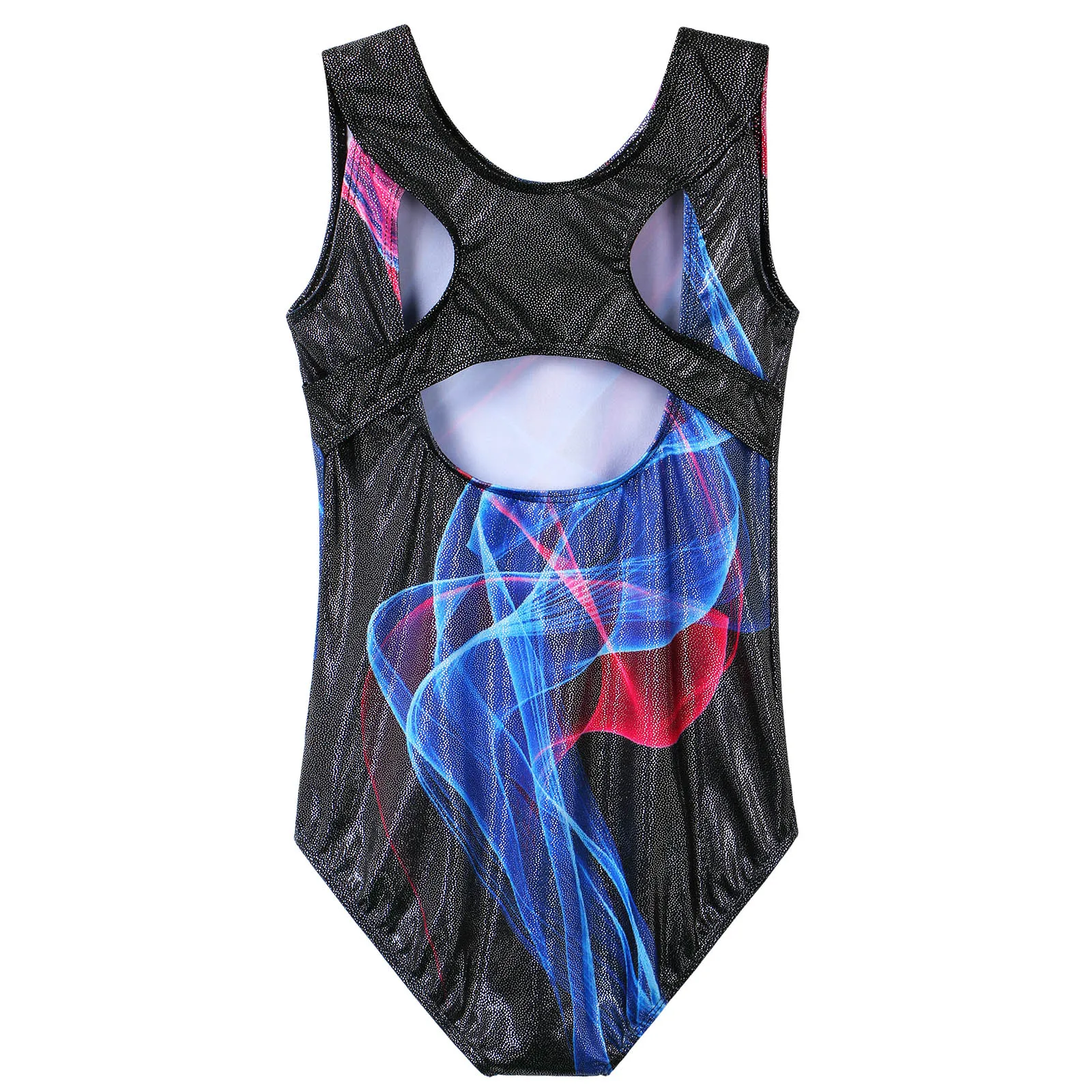 BAOHULU Girls Ballet Jumpsuit 3D Print Gymnastics Leotards for Girls Sleeveless Dancing Ballet Skirt Athletic Bodysuit