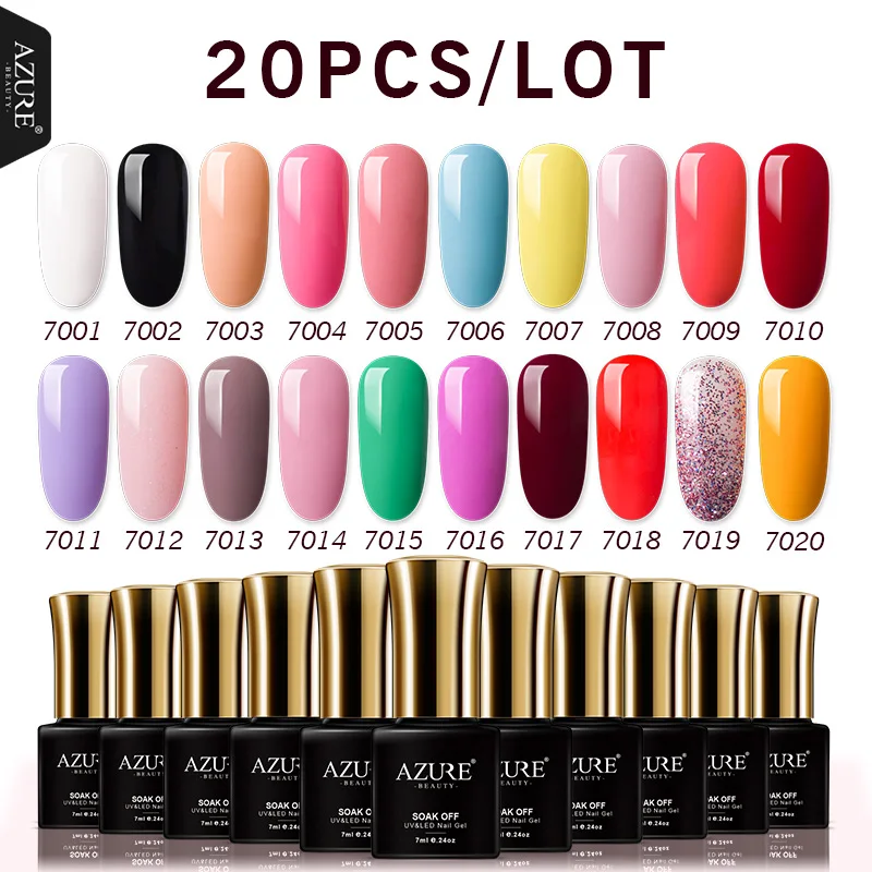 Azure beauty 10 шт. светодиодный Гель-лак для ногтей для маникюра, салона, долговечный светодиодный гель, наборы лаков, блестящий гель, Полупостоянный лак