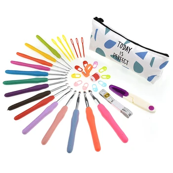 

14 Pcs Lengthened Soft Grip Handle Hook Yarn Craft Knitting Accessories Big Size Crochet Needles For DIY Tools Needles Sets