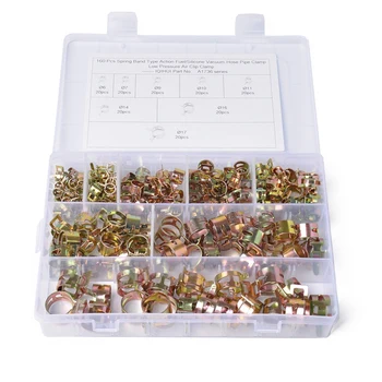 

160Pcs 6-17mm Fuel Line Spring Clamp Silicone Vacuum Hose Pipe Clamp Steel Wire Tube Pipe Clip 8 Size