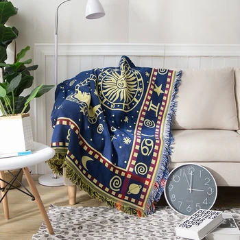 

European Style Sofa Cover Blankets Multi-Functional Persian Geometric Non-Slip Sofa Towel With Tassels Double-Sides Adults Throw