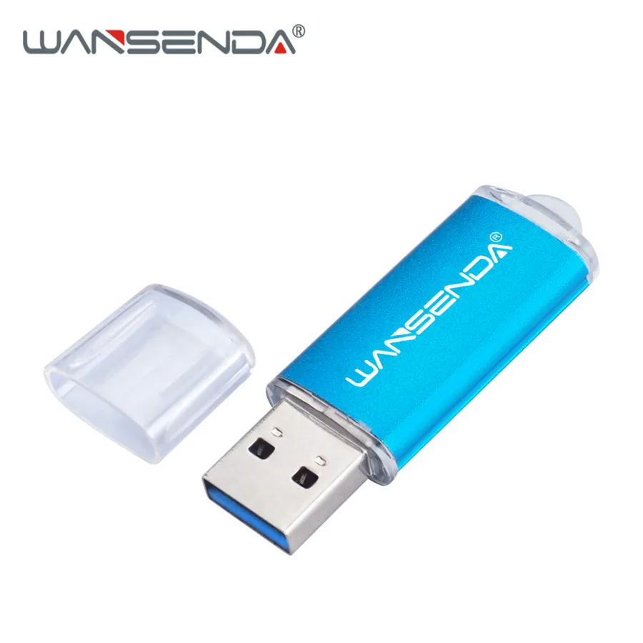 Новинка WANSENDA, Usb 3,0, Usb флеш-накопитель, металлическая ручка, 256 ГБ, 128 ГБ, 64 ГБ, 32 ГБ, 16 ГБ, 8 ГБ, флешка, USB 3,0, карта памяти, флэш-диск - Цвет: Синий