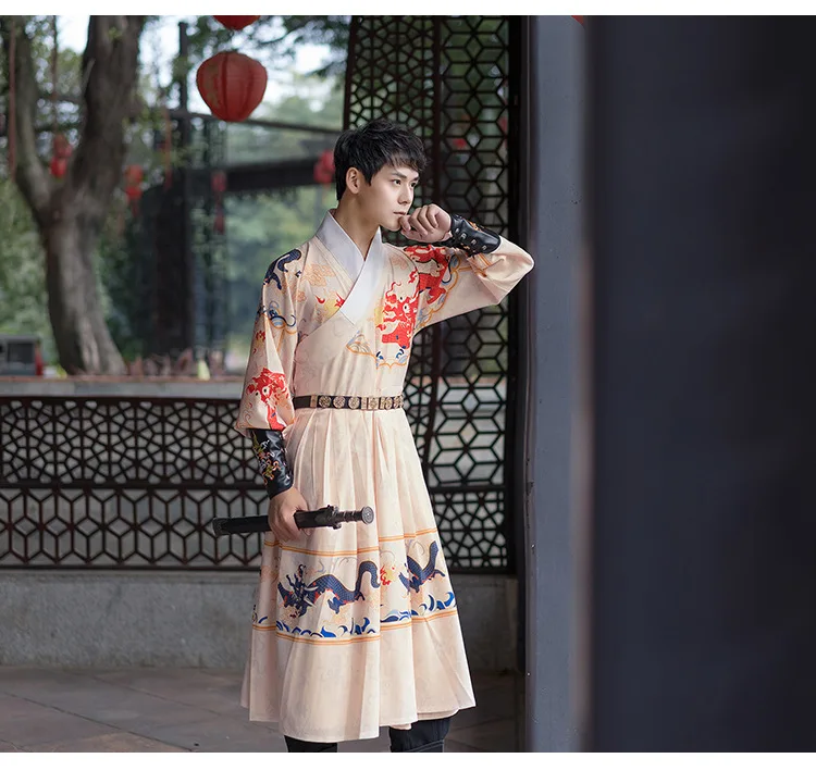 Для мужчин Hanfu взрослых традиционная китайская одежда народный танец древний костюм сценическое представление династии Тан мин Jinyiwei DNV12447