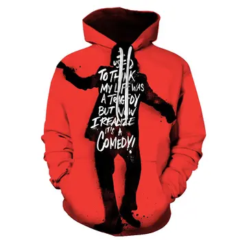 

2019 new joker costume 3D Hoodies Sweatshirts maglietta joker Printed Hooded Coat Funny Hoody Plus Size Reproduce classics
