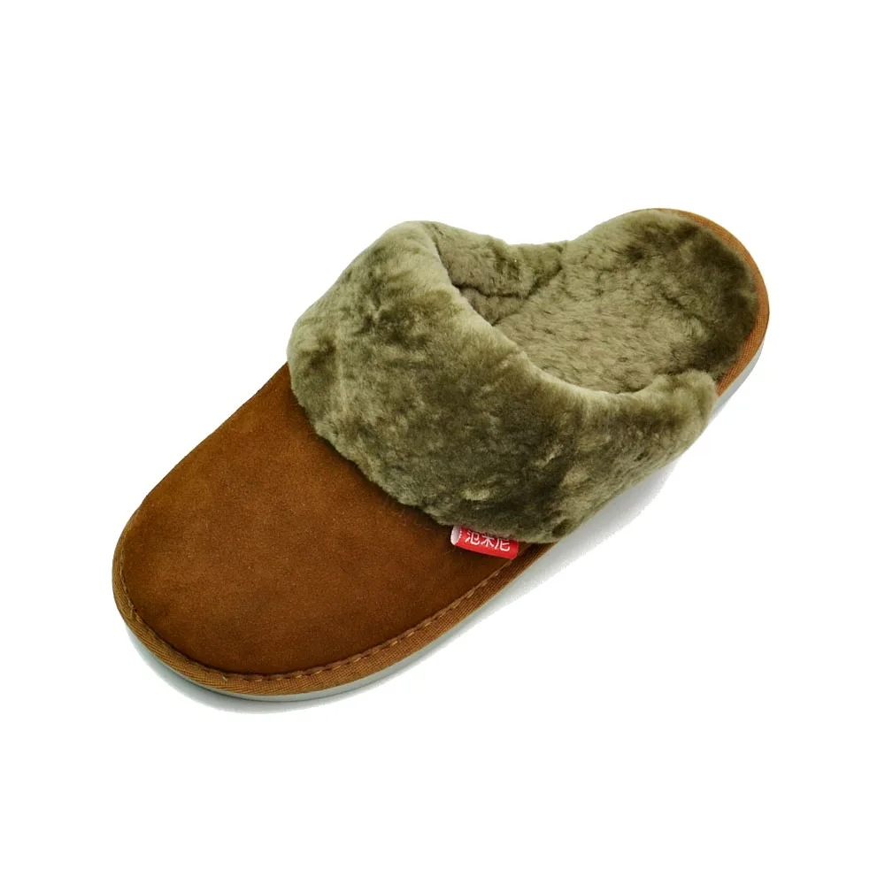 Шерстяные меховые тапочки из коровьей замши домашняя нескользящая обувь для мужчин и женщин, модная повседневная флисовая обувь зимняя обувь на мягкой подошве, 609