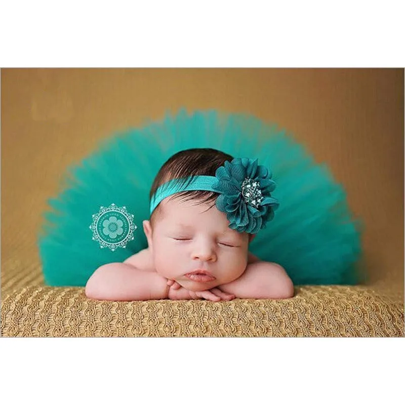 1 Baby Girl Tulle Tutu Skirt and Flower Headband Set Newborn Photography Props Baby Birthday Gift Clothes 0-9M - Цвет: 1
