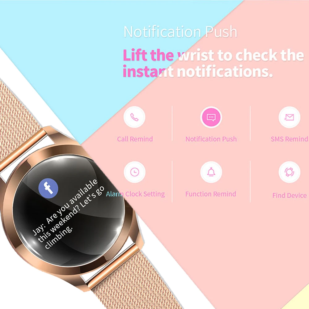 IP68 Waterproof Smart Watch Women Elegant Bracelet Heart Rate Monitor Sleep Monitor Fitness Tracker Smartwatch for IOS Android