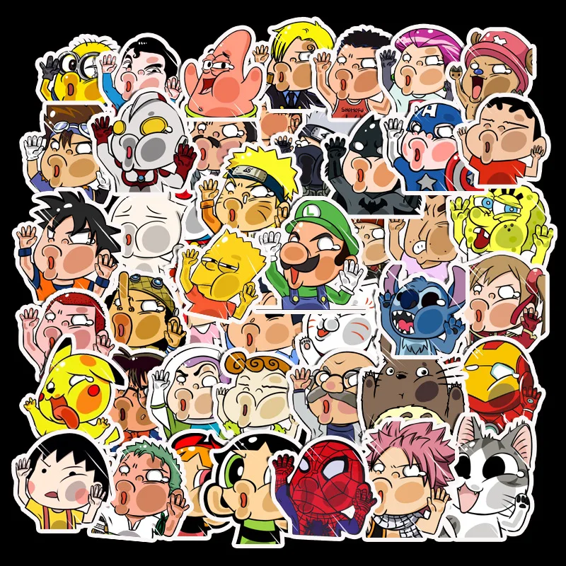 50 Pcs/lot Famous Cartoon Characters Cute Stickers Kawaii Stickers Cartoon  Characters Stationery Sticker Waterproof Tz093g - Stationery Sticker -  AliExpress