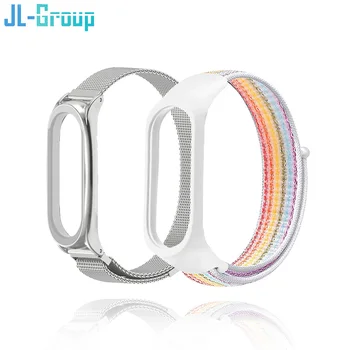 

Strap For Xiaomi Mi Band 5 4 3 Sport Smart Wrist Strap For Miband 4 3 5 Metal band 3 4 5 Bracelet Replacement Nylon Accessories