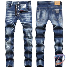 Dsq pantalones vaqueros de alta calidad para hombre, ropa informal con agujeros, DSQ2