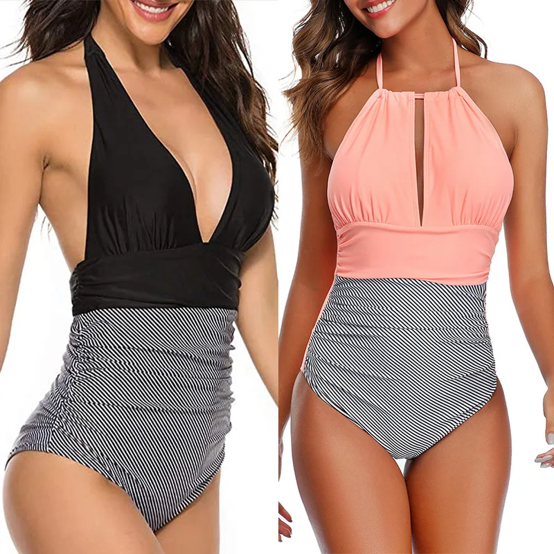 One-Piece Swimsuit Bathing-Suits Retro Swimming-S-4xl Plus-Size Beachwear-Print Sexy