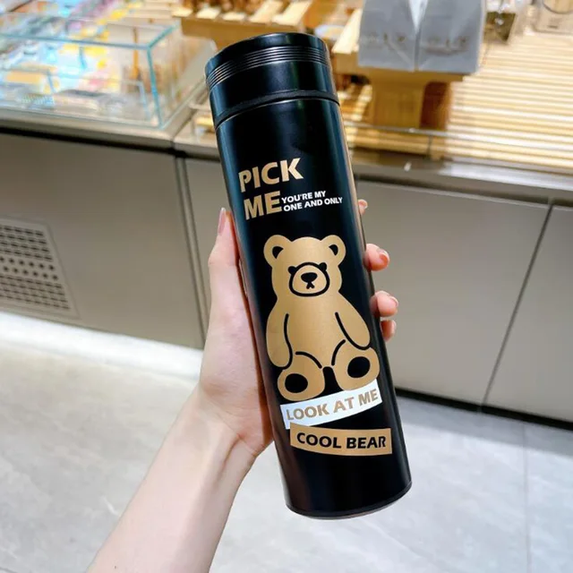 450ML Cartoon Vacuum Flask Cute Animal Thermos Bottle Stainless Steel Water Bottle Outdoor Portable Water Cup Travel Mug bear-5
