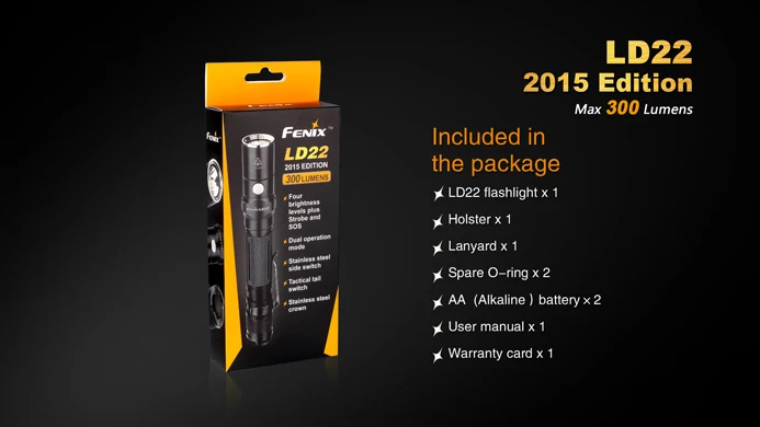 Fenix LD22 Cree XP-G2 R5 светодиодный фонарь с боковым выключателем 300 Люмен+ AA батарея