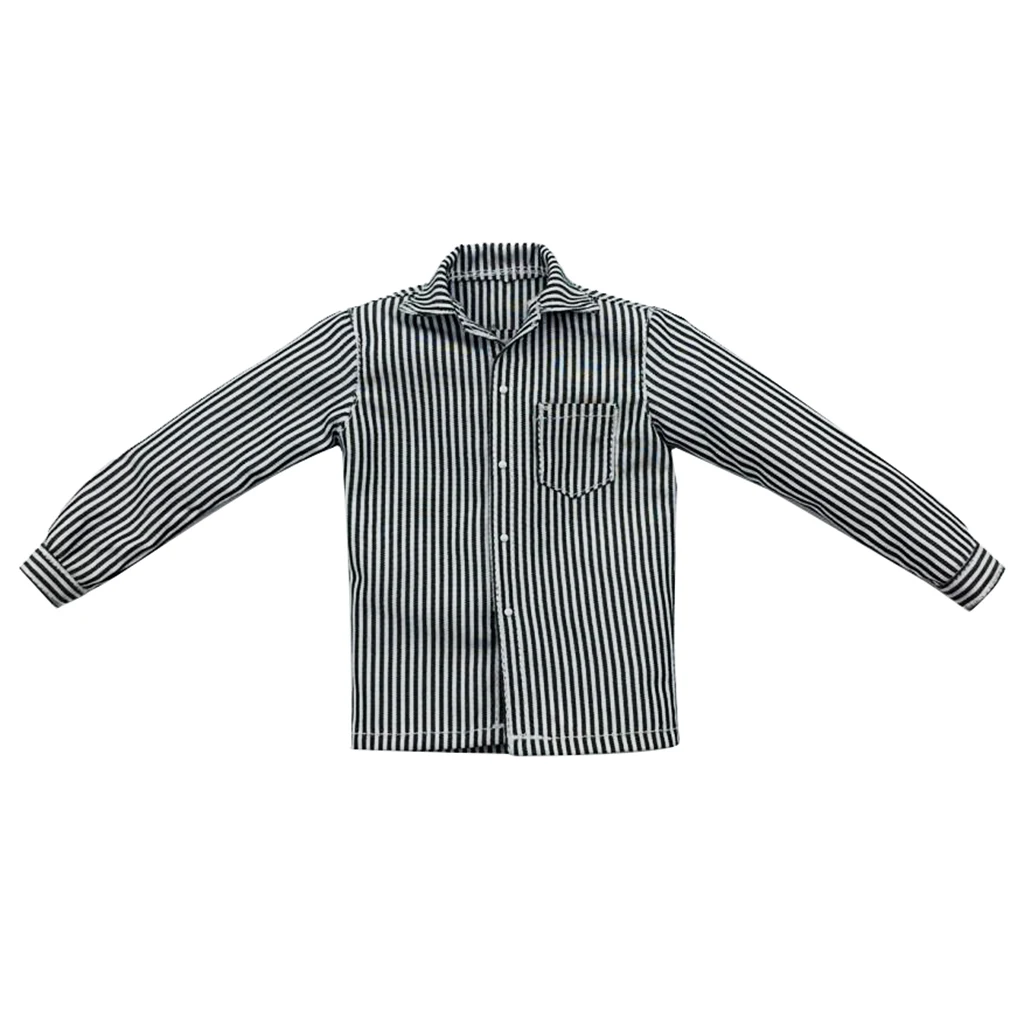 1/6 White & Black Striped Shirt Clothing for 12