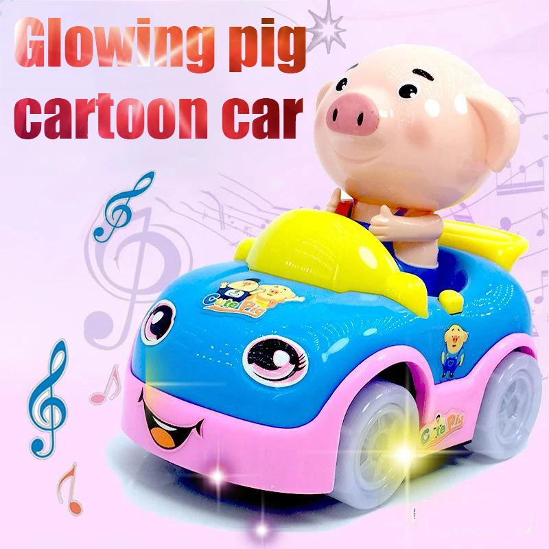 

Seagrass pig, electric toy car, children's toys, lighting, voice, pig, cartoon, car, 1-3 year old baby toy.