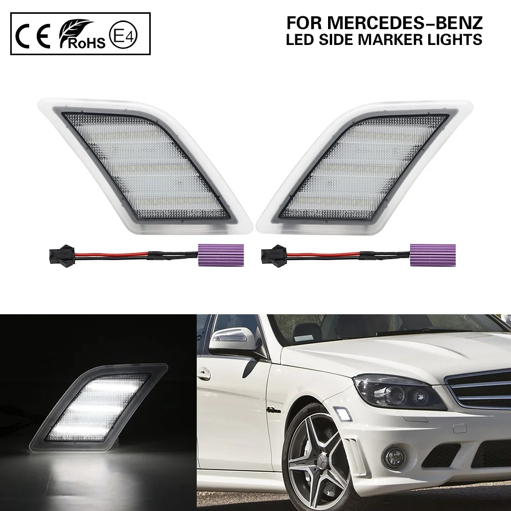 Clear W204 Front LED Side Marker Lamp 