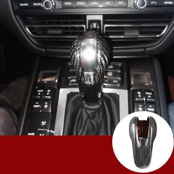 

Real Carbon Fiber Gear Shift Knob Head Cover TrimInterior Car Accessories For Porsche Macan Panamera Cayman Boxster 718 911