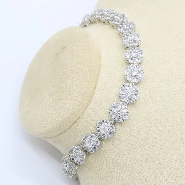 Белый Циркон 925 серебряные свадебные украшения набор для женщин браслет шпилька серьга, ожерелье, подвеска подарочные коробки для колец - Окраска металла: Bracelet