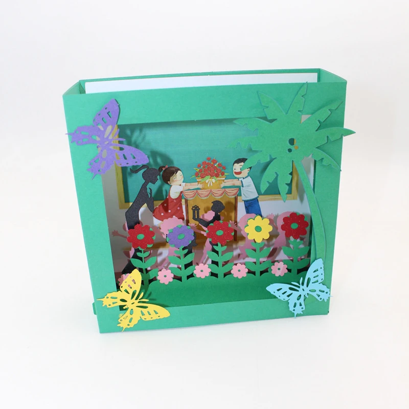  3D Laser Cut Handmade Cartoon Offer Flowers Students Paper Invitation Greeting Card PostCard Box Te - 4000336867974