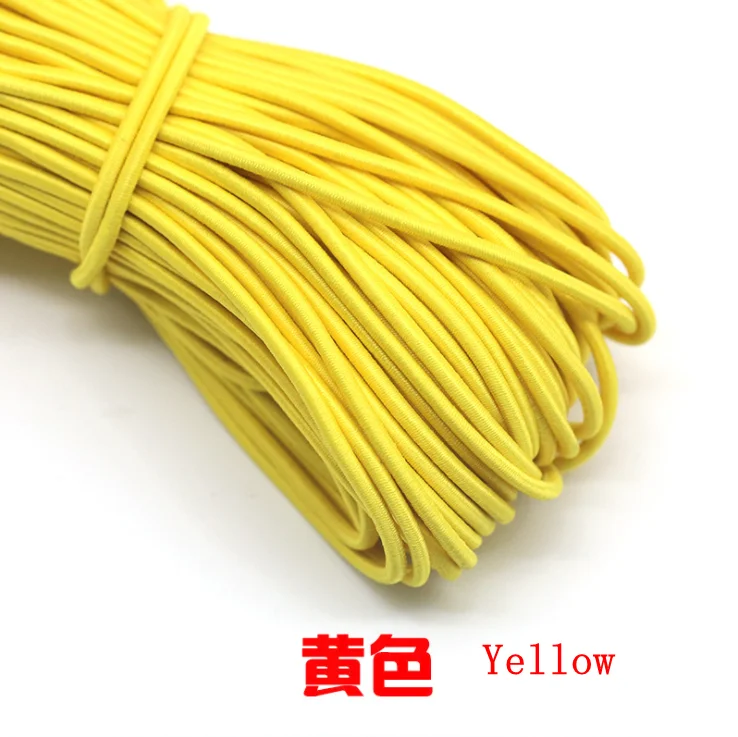 Yellow 5 м/лот 24 цвета высокого качества; 3 мм цветной круглая эластичная повязка резиновая эластичная ювелирные изделия из веревки плетеный браслет на открытом воздухе веревка E-2 - Цвет: Yellow