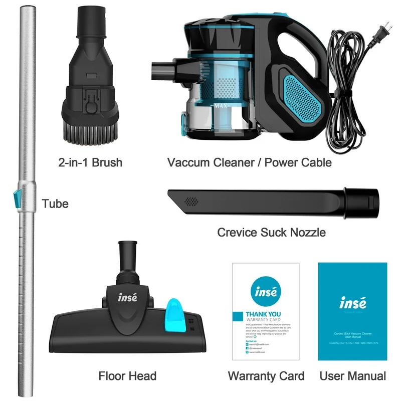 Wired Vacuum Cleaner INSE I5 Handheld Stick Vacuum with18Kpa 600W Powerful Suction Bagless Vacuum for Household Cleaning 6