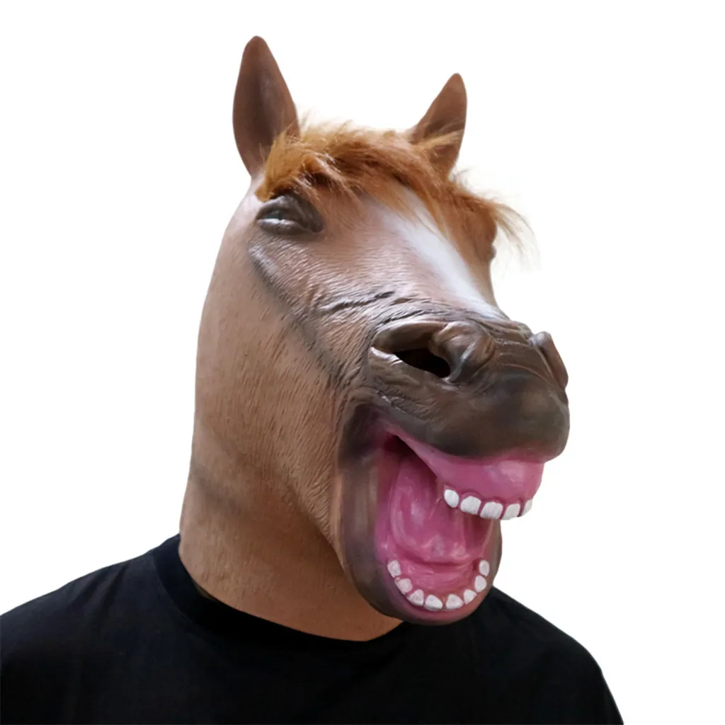 Новая маска для головы лошади Косплей Маска латексная Опора стиль игрушки вечерние Хэллоуин