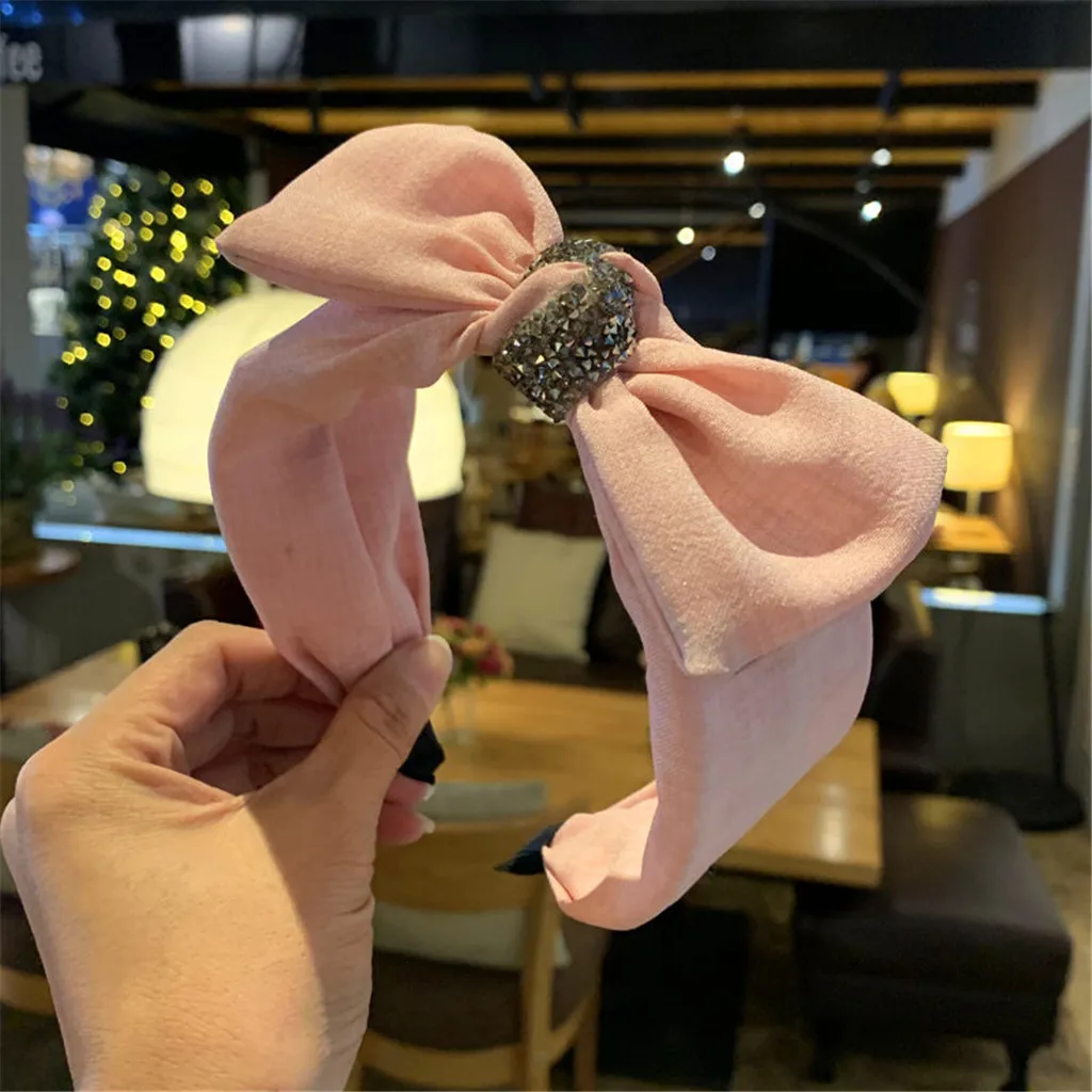 Simple Bow Flower Women Hair Band Delicate Diamond Casual Wild multi-color Daily Office Outdoor Cute Accessories |