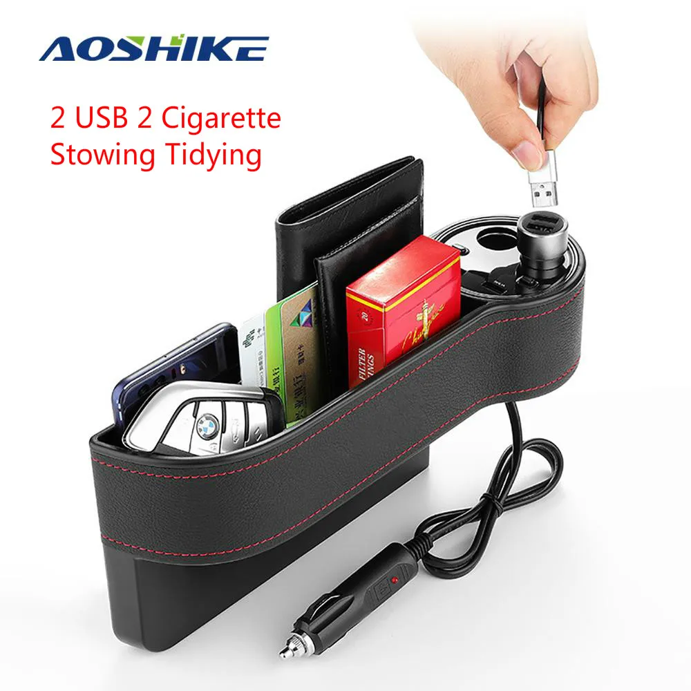 AOSHIKE 12V автомобильное сиденье Коробка двойной органайзер для USB АВ Зарядное