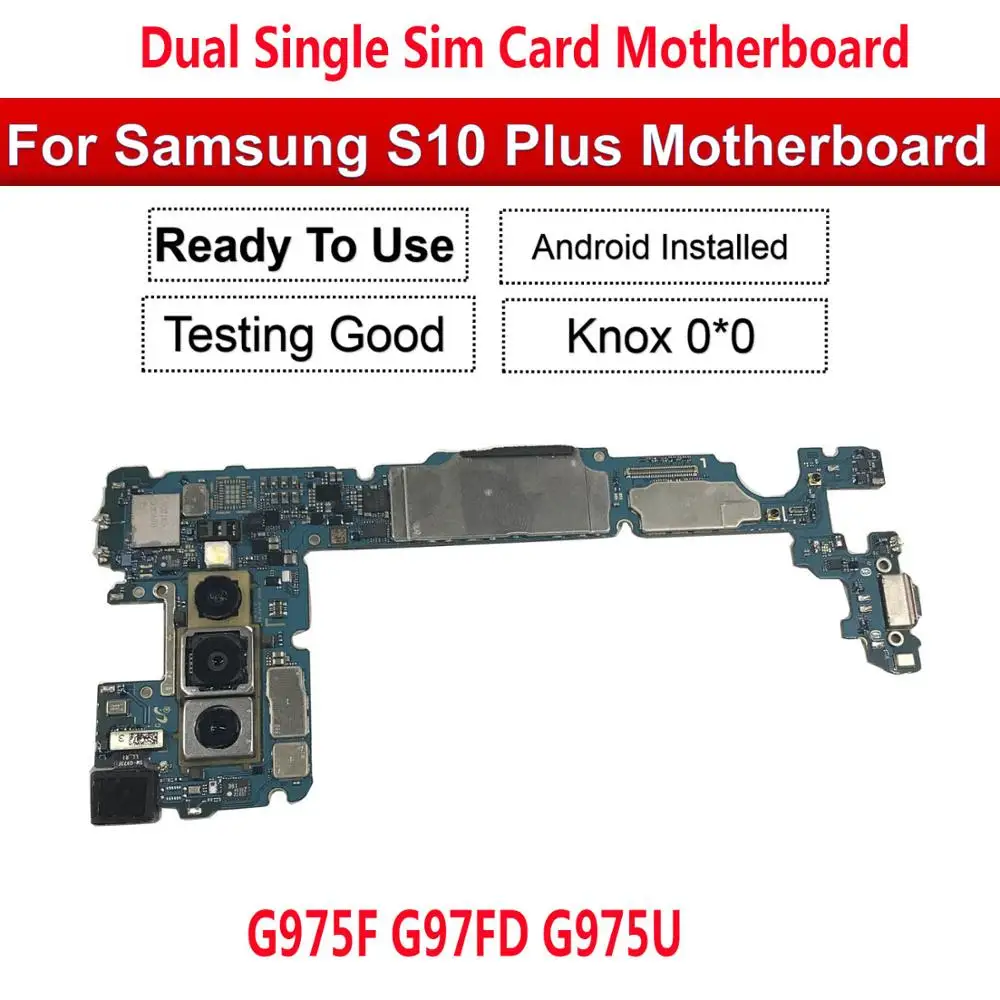 

BINYEAE Original 128GB Unlocked Logic Board Replacement For Samsung Galaxy S10 Plus G975F G975U S10+ Motherboard
