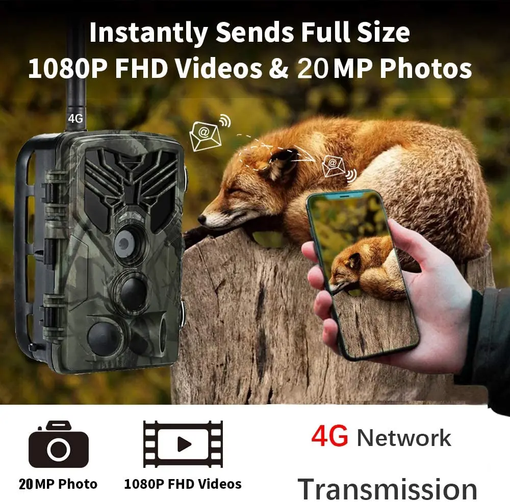 SUNTEKCAM 4G 4K HD1080P noktowizor pułapka gra 120 stopni szlak myśliwski Cam FTP SMTP MMS bezprzewodowa komórkowa kamera dziko...