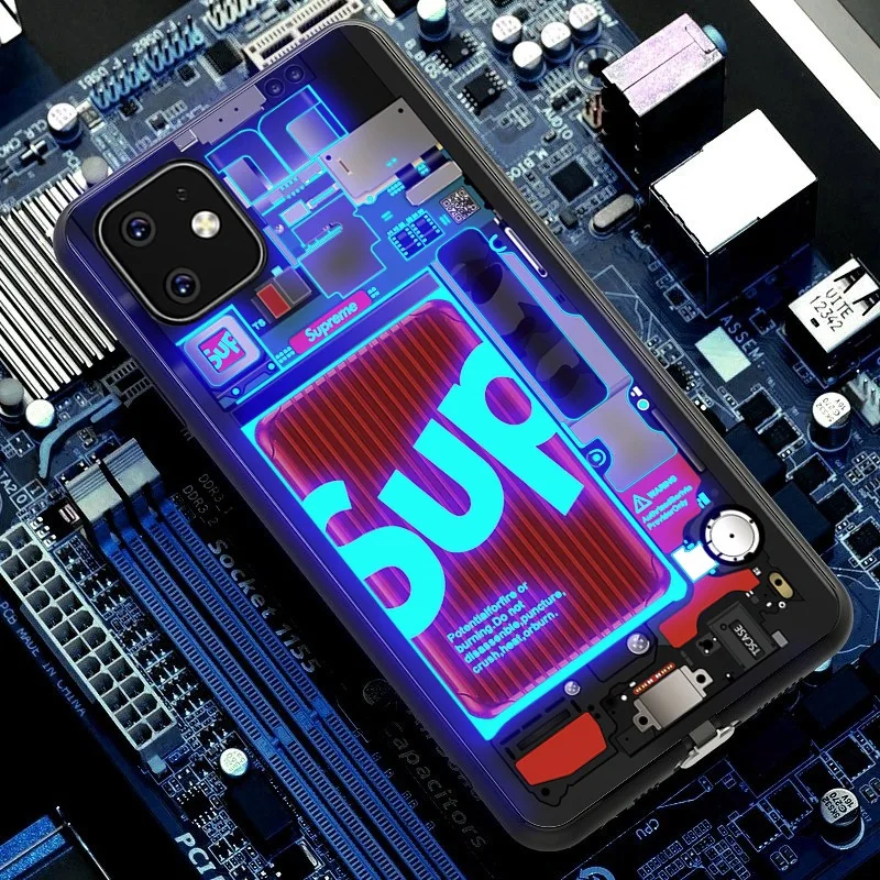 Чехол для телефона для iPhone X XR XS Max 11 Pro Голосовое управление СВЕТОДИОДНЫЙ логотип Вспышка освещение закаленное стекло ТПУ защитный чехол протектор - Цвет: 05