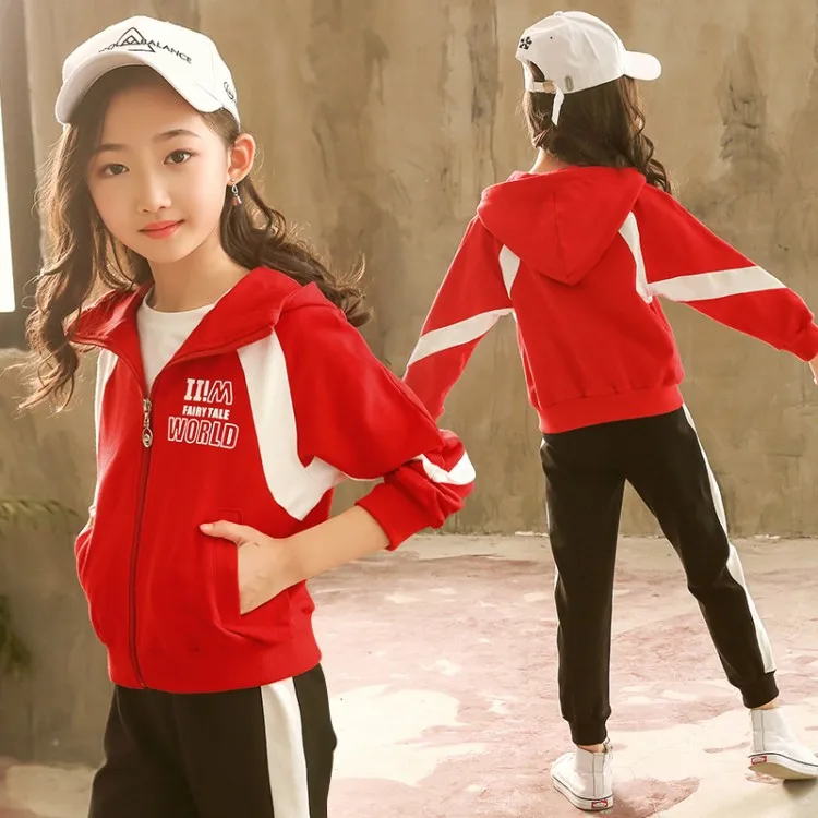 

Childrenswear Girls Spring And Autumn 2019 New Style Jacket Big Boy Western Style Two-Piece Set Children Sports Leisure Suit Fas