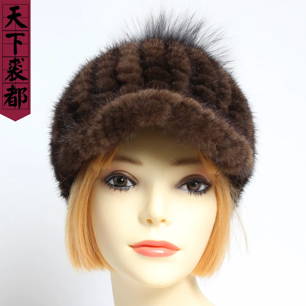 Новинка 2020 зимняя женская шапка ручной вязки из натурального меха норки теплая с