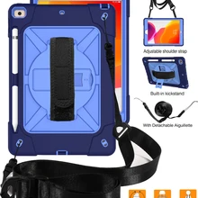 Чехол для планшета для iPad 10,2 7-го поколения 10,", детский сверхпрочный защитный чехол, вращающаяся подставка/ремешок на руку+ плечевой ремень