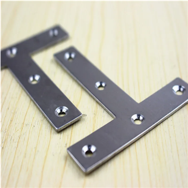 

10Pcs 80*80mm Flat T Shape Corner Brace Plate Right Angle Bracket Support
