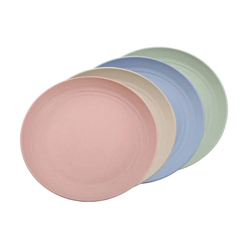 1pc Solid Color Eco Friendly Fruit Dishes Plates Wheat Straw Dinnerware Dishwasher Safe Unbreakable Healthy Child