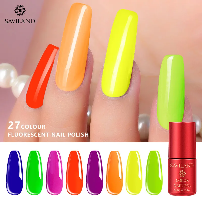 

Saviland Fluorescence Gel Polish 7ml Neon Colorful Soak Off UV Gel Varnish Candy Color Nail Lacquer Nails Art