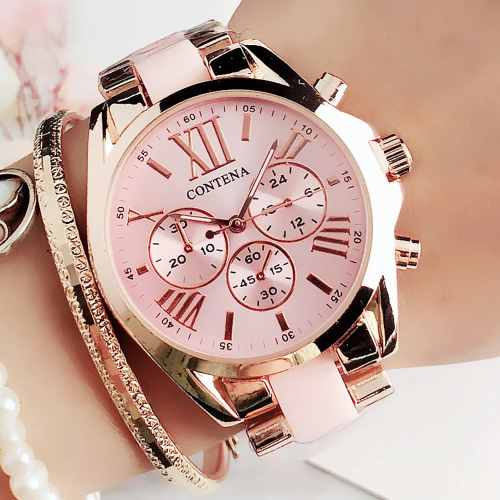 Новинка, женские часы из розового золота, Топ бренд, Роскошные Кварцевые женские часы, ремешок из нержавеющей стали, женские наручные часы zegarek damski
