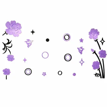 

Purple Flower Wall Stickers Solid Dots Decals For TV Background Living Room Wall Decals Household Wallpaper Art Decoration
